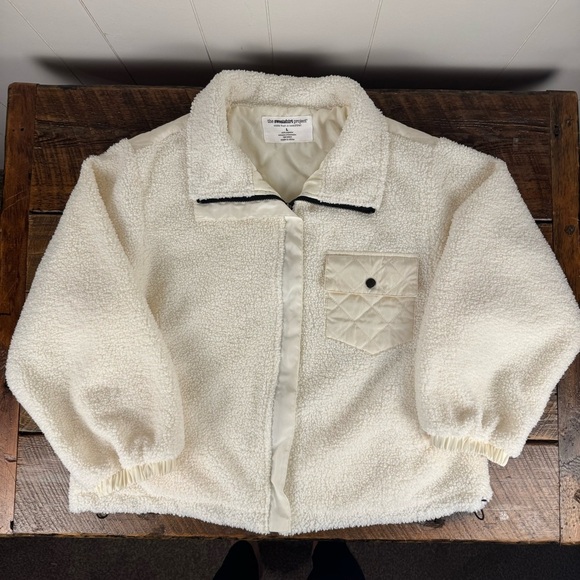 The Sweatshirt Project Sherpa Fleece Jacket Women’s Large Ivory - Picture 1 of 7